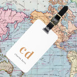 Monogram, weißer Goldname elegant modern Gepäckanhänger<br><div class="desc">Ein klassischer,  schick weißer Hintergrund. Personalisieren und fügen Sie Ihre Monogramm-Initialen mit goldenen Blockbuchstaben und Ihren Namen in Schwarz und Gold. Modern,  trendig und einfach.</div>