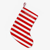 Monogram, weißer, horizontaler Preppy-Strip Kleiner Weihnachtsstrumpf (Vorderansicht (hängend))