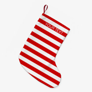 Monogram, weißer, horizontaler Preppy-Strip Kleiner Weihnachtsstrumpf