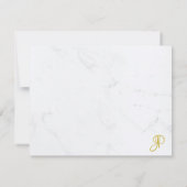 Monogram, weißer Marmor mit handgeschriebenem Skri Mitteilungskarte (Rückseite)