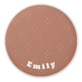 Monogram, weißer Pfeil auf mocha-mussen Hintergrun Keramikknauf (Vorderseite)