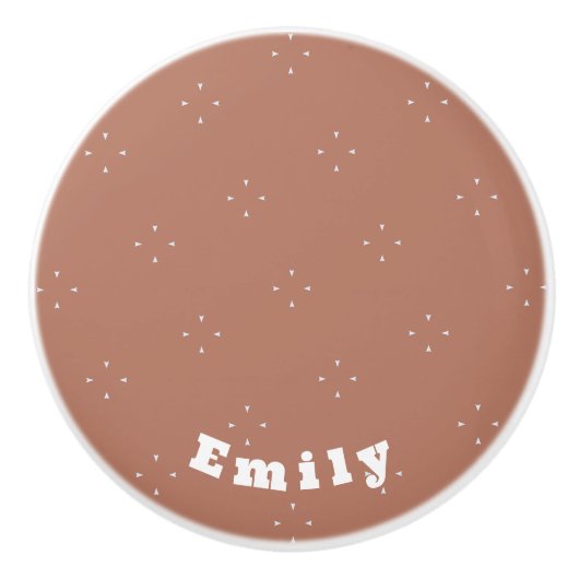 Monogram, weißer Pfeil auf mocha-mussen Hintergrun Keramikknauf (Vorderseite)