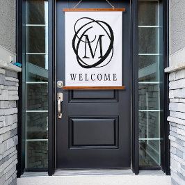 Monogram Welcome Custom Colors Wandteppich Mit Holzrahmen