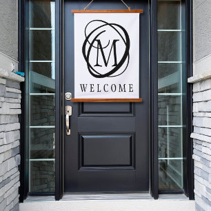 Monogram Welcome Custom Colors Wandteppich Mit Holzrahmen