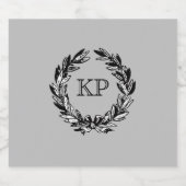 Monogram Welcome Wreath Grauer Herbst Bierflaschenetikett (Einzelnes Label)