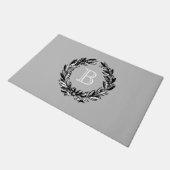 Monogram Welcome Wreath Grauer Herbst Fußmatte (Schrägansicht)