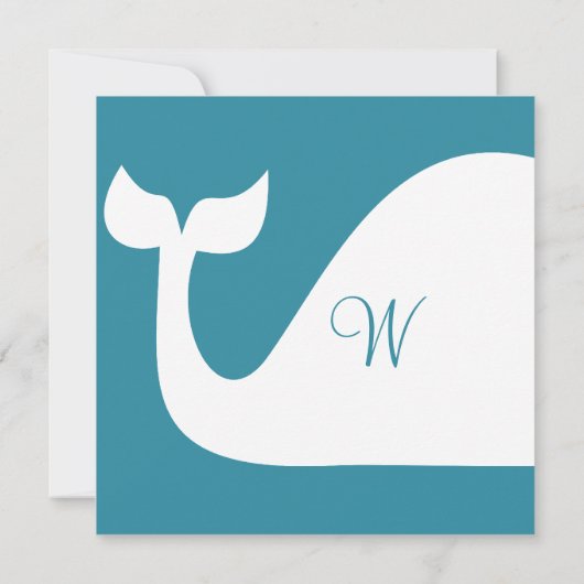 Monogram Whale Einladung (Rückseite)