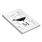Monogram Whale in Spring Garden Art Notizblock (Rechte Seite)