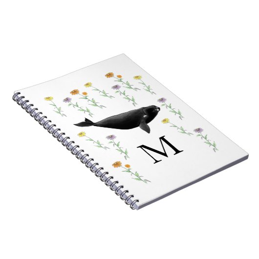 Monogram Whale in Spring Garden Art Notizblock (Rechte Seite)