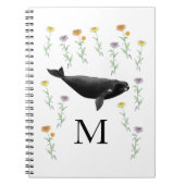 Monogram Whale in Spring Garden Art Notizblock (Vorderseite)