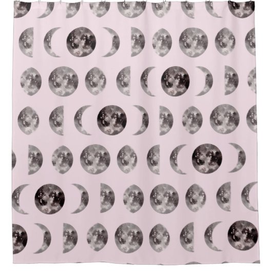 Monogram Whimsical Dreamy Moon Phases Duschvorhang (Vorderseite)