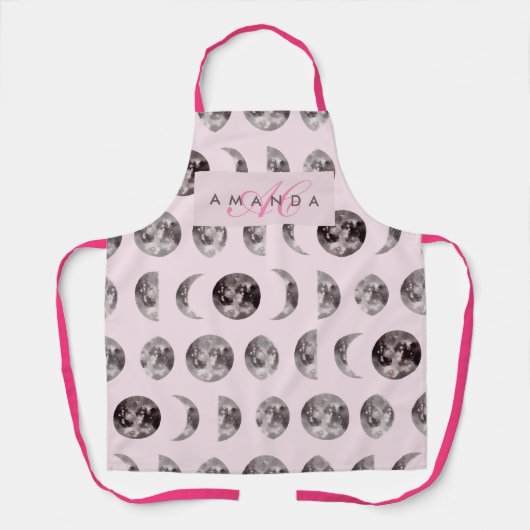Monogram Whimsical Dreamy Moon Phases Schürze (Vorderseite)