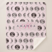 Monogram Whimsical Dreamy Moon Phases Sherpadecke (Vorderseite)