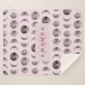 Monogram Whimsical Dreamy Moon Phases Sherpadecke (Vorderseite (Horizontal))