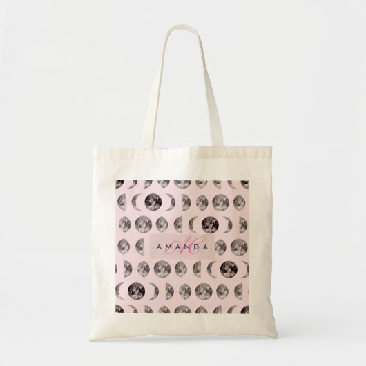 Monogram Whimsical Dreamy Moon Phases Tragetasche (Vorne)