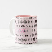 Monogram Whimsical Dreamy Moon Phases Zweifarbige Tasse (Vorderseite Links)