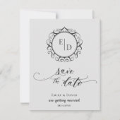 Monogram Whimsical Elegant Wedding Save the Date Ankündigung (Vorderseite)