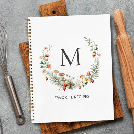 Monogram Whimsical Floral Botanical Family Recipe Notizblock