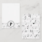 Monogram Whimsical Musiknote Musician Mitteilungskarte (Vorne/Hinten)