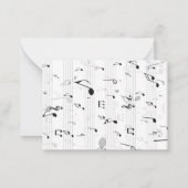Monogram Whimsical Musiknote Musician Mitteilungskarte (Rückseite)