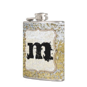 Monogram-Whiskey-Flasche aus Gold und Silber Flachmann (Links)