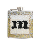Monogram-Whiskey-Flasche aus Gold und Silber Flachmann (Vorderseite)
