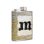 Monogram-Whiskey-Flasche aus Gold und Silber Flachmann (Rechts)