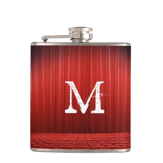 Monogram Whiskey Flask Red Vorhang Theater Flachmann (Vorderseite)