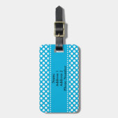 Monogram White and Blue Polka Dot Gepäckanhänger (Vorderseite vertikal)