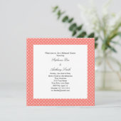 Monogram White and Coral Pink Polka Dot Probe Einladung (Stehend Vorderseite)