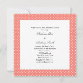 Monogram White and Coral Pink Polka Dot Probe Einladung (Vorderseite)