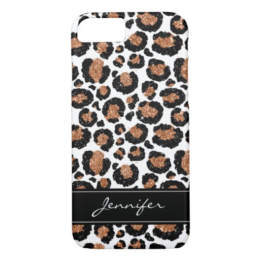 Monogram White and Gold Foil Cheetah Pattern Case-Mate iPhone Hülle (Rückseite)