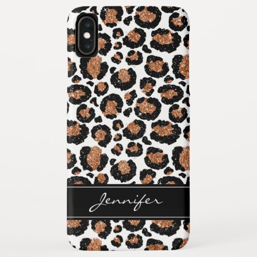 Monogram White and Gold Foil Cheetah Pattern Case-Mate iPhone Hülle (Rückseite)