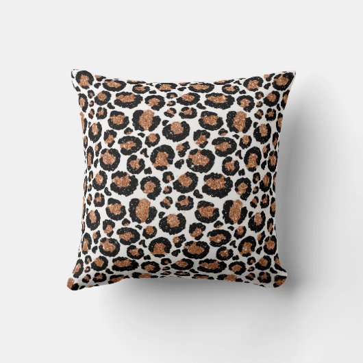 Monogram White and Gold Foil Cheetah Pattern Kissen (Rückseite)