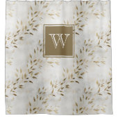 Monogram White and Gold Olive Branch Plaster Duschvorhang (Vorderseite)