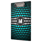 Monogram White & Aqua Polka Dots Muster Klemmbrett (Links)