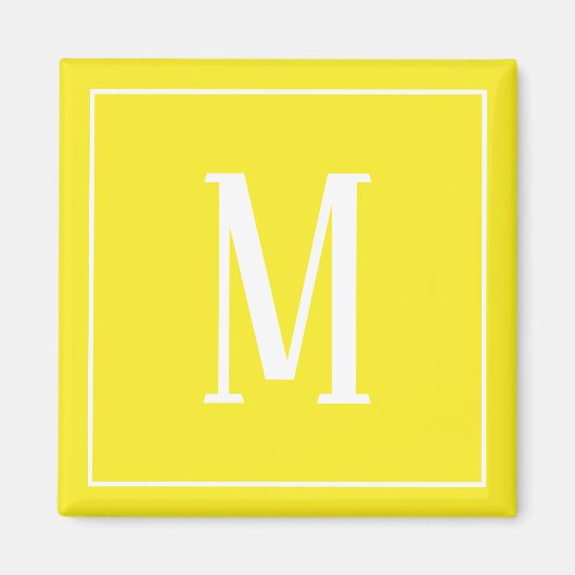 Monogram White auf dem Gelben Platz Magnet (Vorne)