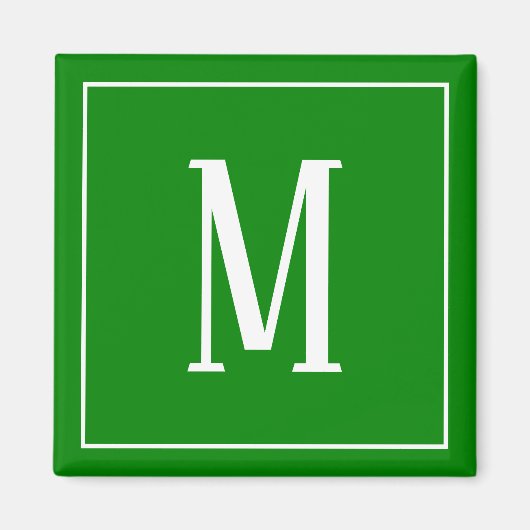 Monogram White auf dem Green Square Magnet (Vorne)