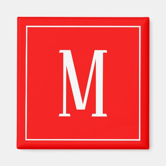 Monogram White auf dem Red Square Magnet (Vorne)
