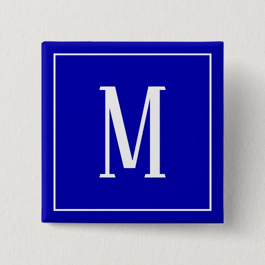 Monogram White auf der Schaltfläche "Royal Blue Sq Button (Vorderseite)