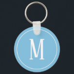 Monogram White auf Light Blue Schlüsselanhänger<br><div class="desc">Ein Schlüsselanhänger mit weißem Monogramm auf hellblauem Hintergrund. Passen Sie den Schlüsselanhänger mit Ihren eigenen Initialen oder Initialen,  Farben,  u.a. an.</div>