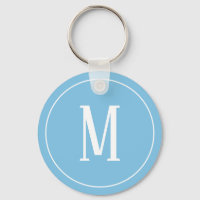 Monogram White auf Light Blue Schlüsselanhänger