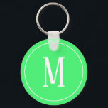 Monogram White auf Light Green Schlüsselanhänger<br><div class="desc">Ein Schlüsselanhänger mit weißem Monogramm auf hellgrünem Hintergrund. Passen Sie den Schlüsselanhänger mit Ihren eigenen Initialen oder Initialen,  Farben,  u.a. an.</div>