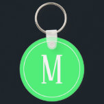 Monogram White auf Light Green Schlüsselanhänger<br><div class="desc">Ein Schlüsselanhänger mit weißem Monogramm auf hellgrünem Hintergrund. Passen Sie den Schlüsselanhänger mit Ihren eigenen Initialen oder Initialen,  Farben,  u.a. an.</div>