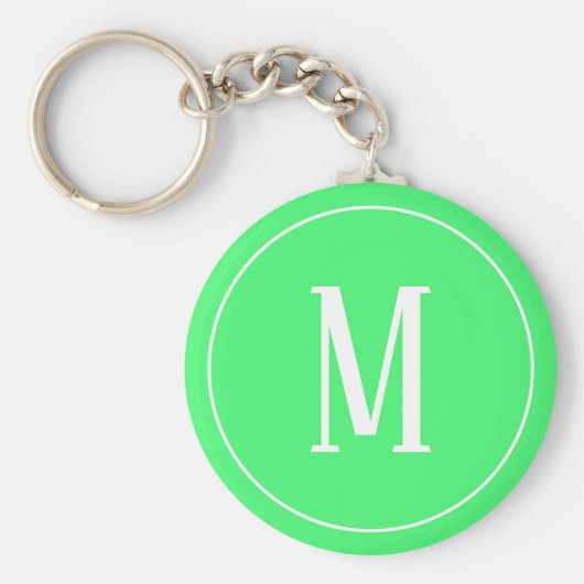 Monogram White auf Light Green Schlüsselanhänger (Vorne)