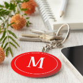 Monogram White auf Red Schlüsselanhänger (Seite)