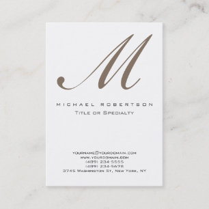 Monogram White Beige Einzigartige Chubby Business  Visitenkarte