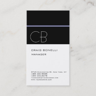 Monogram White Black Attractive Business Card Visitenkarte