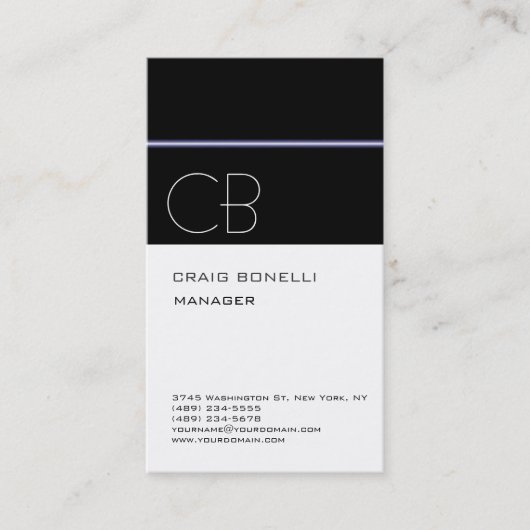 Monogram White Black Attractive Business Card Visitenkarte (Vorderseite)