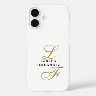 Monogram White Black Elegant Minimalistisch Chic iPhone 16 Hülle